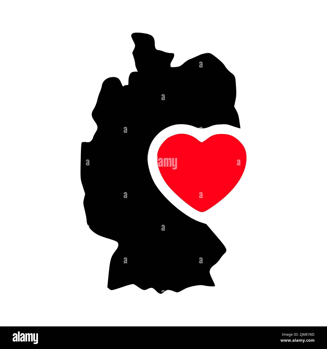 Amo la Germania, la mappa della Germania e il simbolo del cuore glifo icona Foto Stock