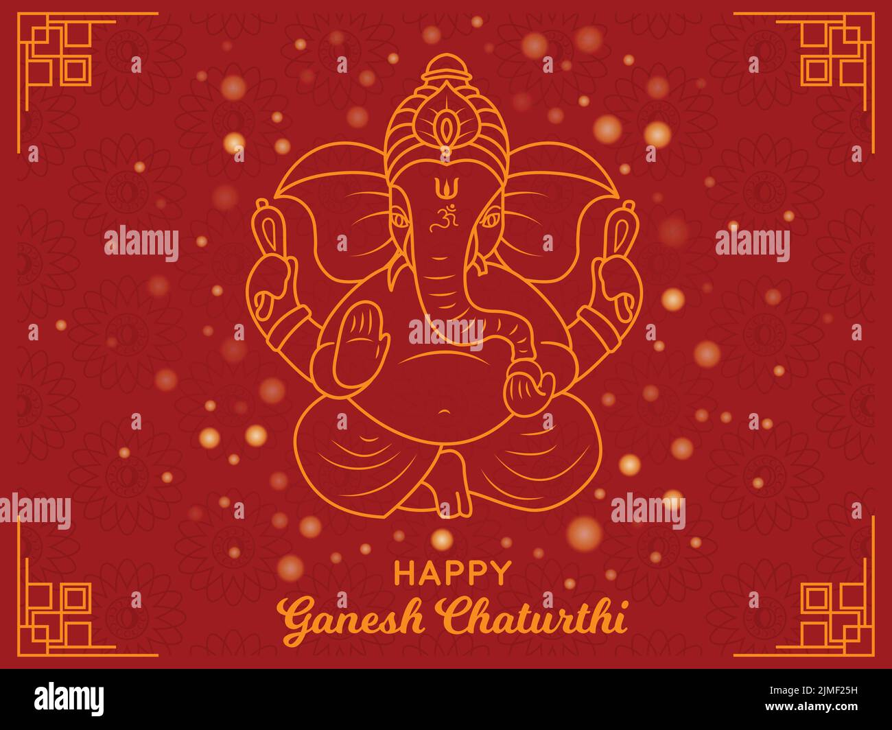 Buon Ganesh Chaturthi biglietto d'auguri mandala. Grafica artistica Hindu Indian Worship Festival. Line ART disegno gradiente Poster disegno vettoriale arte Illustrazione Vettoriale