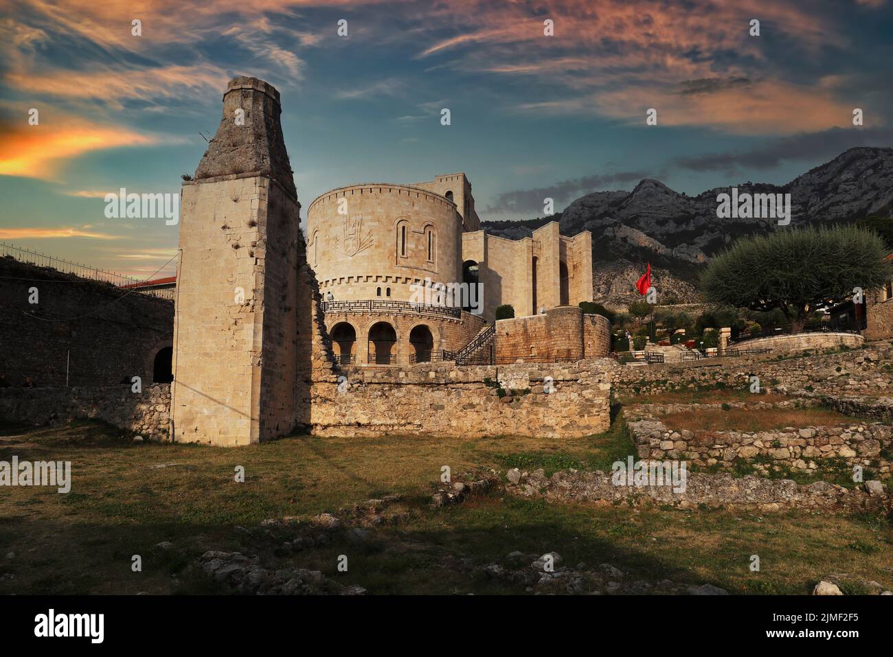 Castello Kruje, Kruje Albania, Museo Skanderbeg, Albania, Europa. Foto Stock