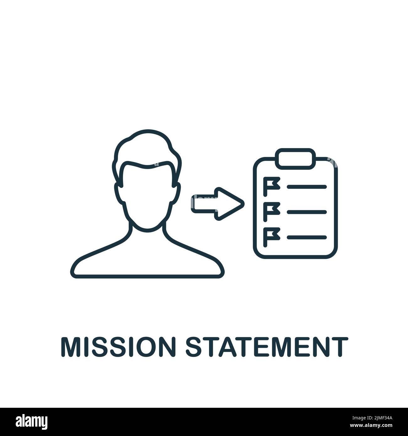 Icona della dichiarazione di missione. Icona semplice monocromatica per modelli, web design e infografiche Illustrazione Vettoriale