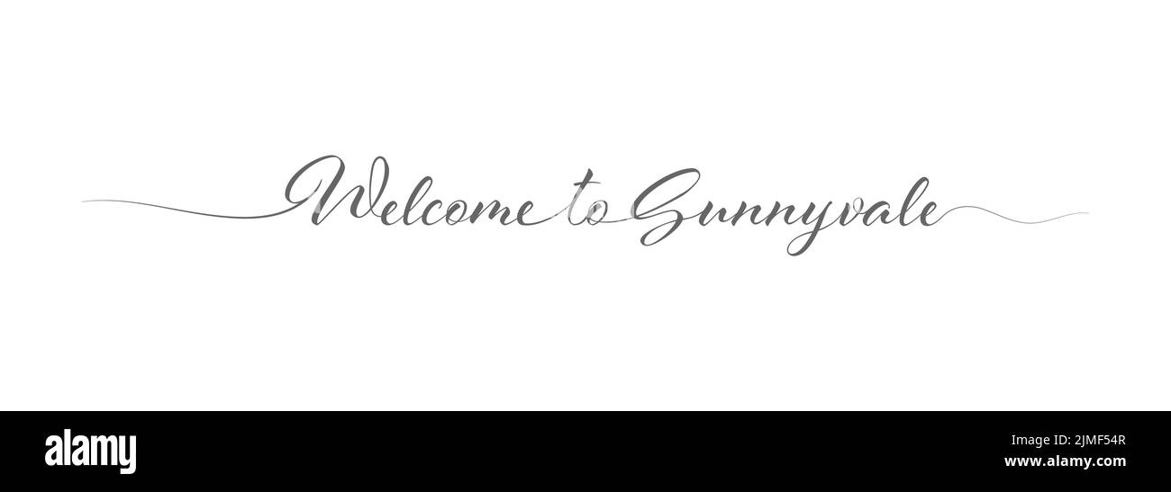 Benvenuto a Sunnyvale. Scritta stilizzata di saluto calligrafico in una riga. Stile semplice Illustrazione Vettoriale