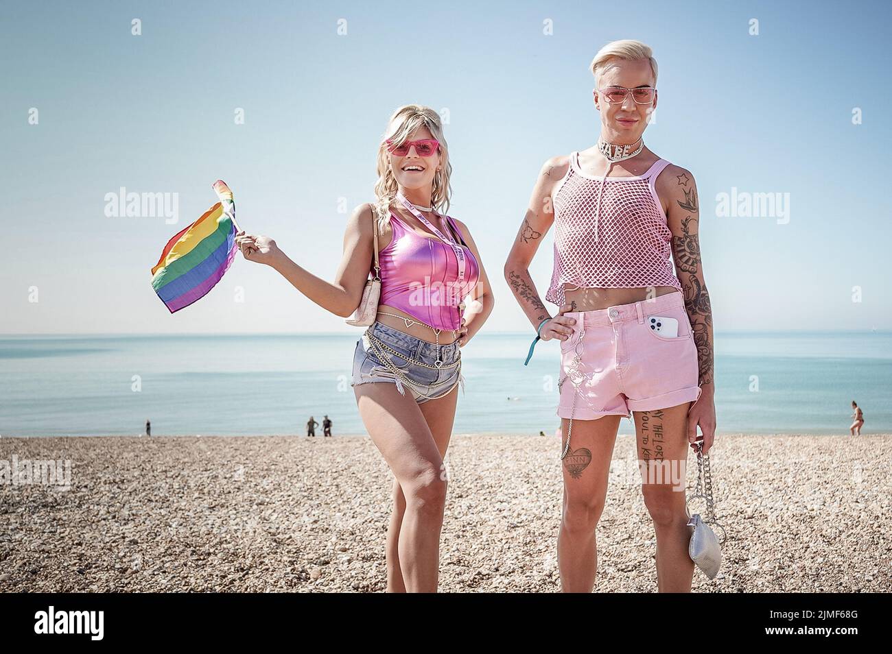 East Sussex, Regno Unito. 6th agosto 2022. Brighton e Hove Pride 2022. Migliaia di persone partecipano alla marcia annuale LGBT+, dai prati di Hove al Preston Park. Credit: Guy Corbishley/Alamy Live News Foto Stock