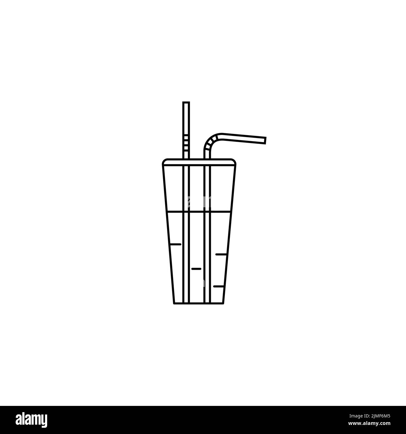 Cocktail con paillette linea icona vettore illustrazione. Semplice contorno nero silhouette di vetro con bevanda alcolica. Logo bevanda. Estrarre estratto isolato Illustrazione Vettoriale