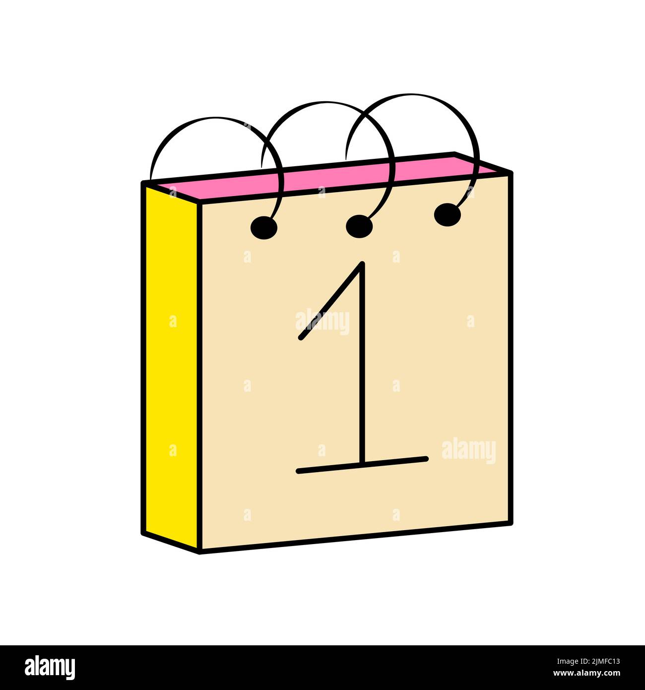 Calendario primo numero elemento isolato su sfondo bianco Illustrazione Vettoriale