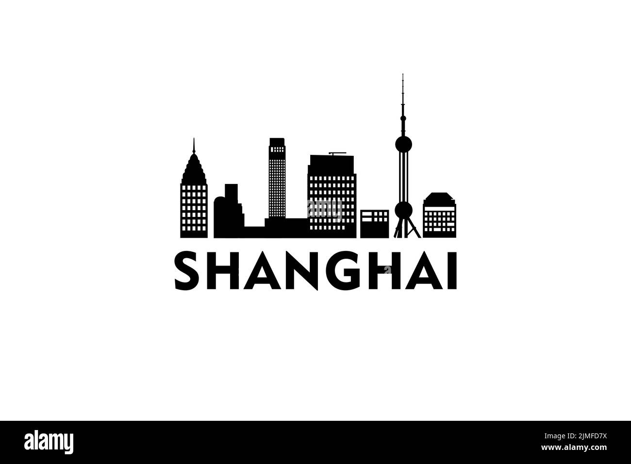 Shanghai cityscape con logo Silhouette Design Vector Illustrazione Vettoriale