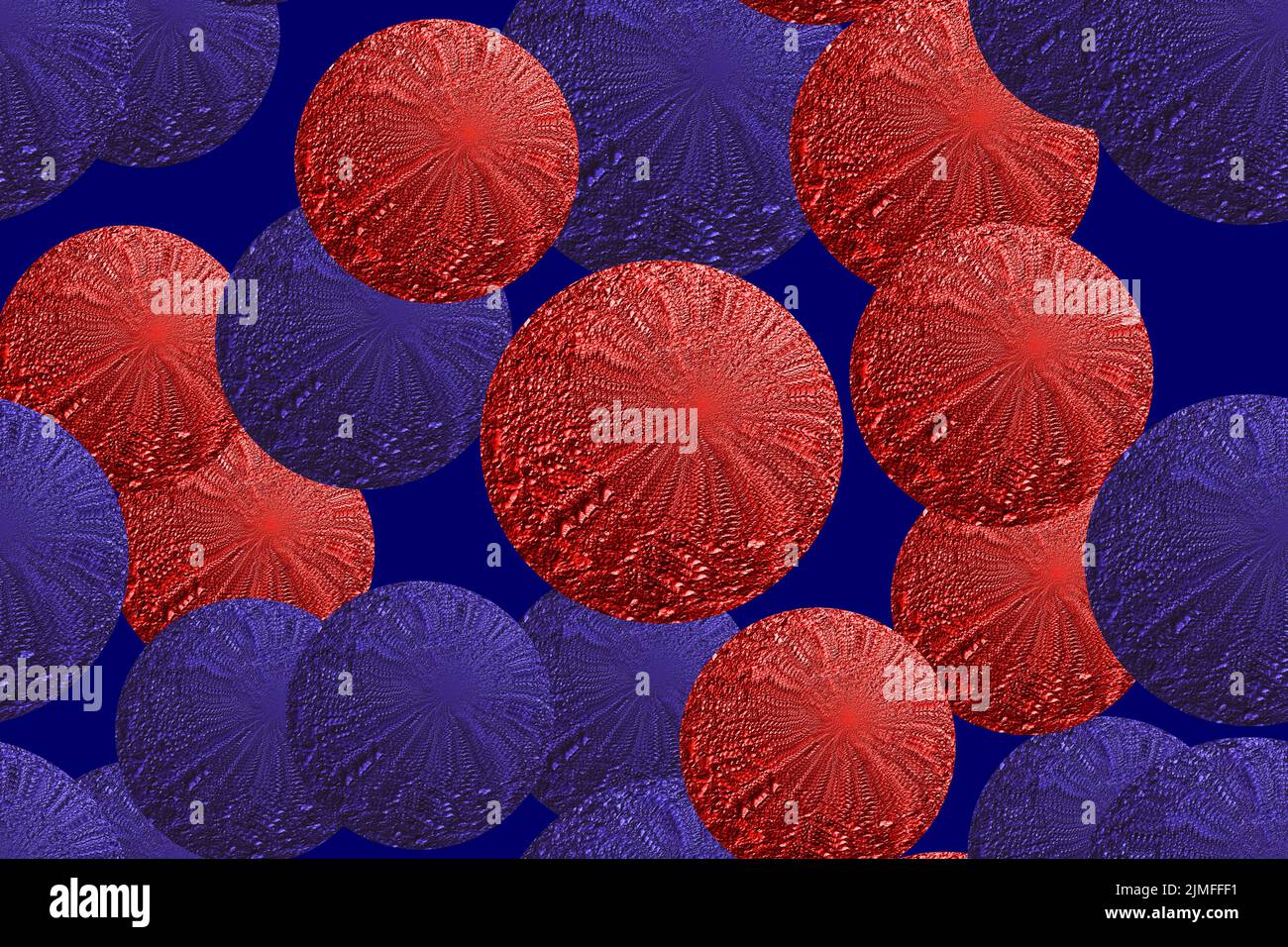 Palline in lamina di metallo rosso blu senza cuciture, sfondo 3D Foto Stock