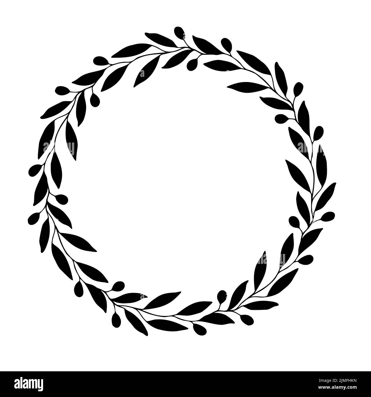 Olive wreath abbozzato Floral frame.Vector modelli per le carte di invito, salvare la data rustico mano disegnata illustrazione Illustrazione Vettoriale