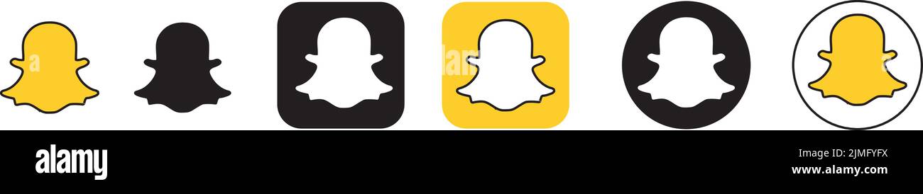 Una serie di icone di social media Snapchat, illustrazioni vettoriali Illustrazione Vettoriale