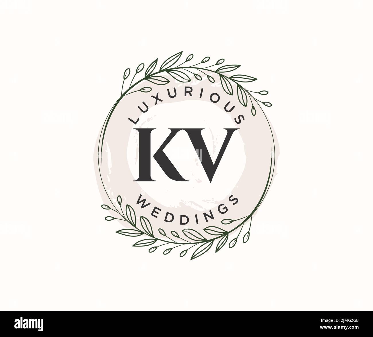 KV iniziali lettera Wedding monogramma modello logo, a mano disegnata moderna minimalista e modelli floreali per biglietti di invito, Salva la data, elegante Illustrazione Vettoriale