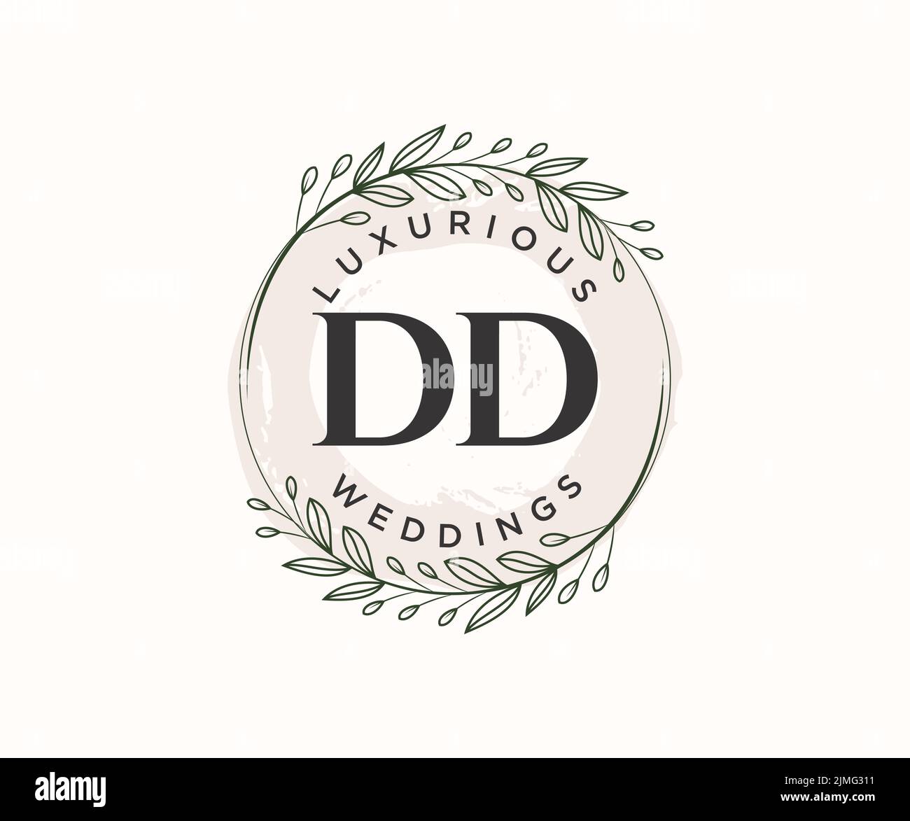 DD iniziali lettera matrimonio monogramma modello loghi, disegnati a mano moderno minimalista e modelli floreali per le carte di invito, Salva la data, elegante Illustrazione Vettoriale