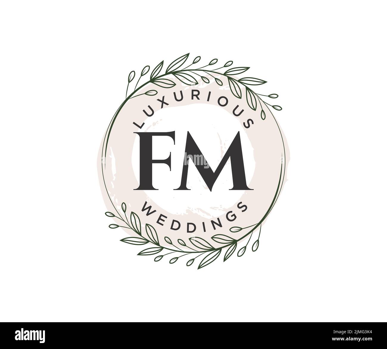 FM iniziali lettera matrimonio monogramma modello logo, a mano disegnata moderna minimalista e modelli floreali per biglietti di invito, Salva la data, elegante Illustrazione Vettoriale