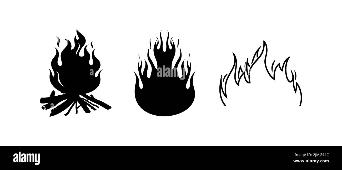 Fuoco fiamma Bonfire set vettore Illustrazione Vettoriale