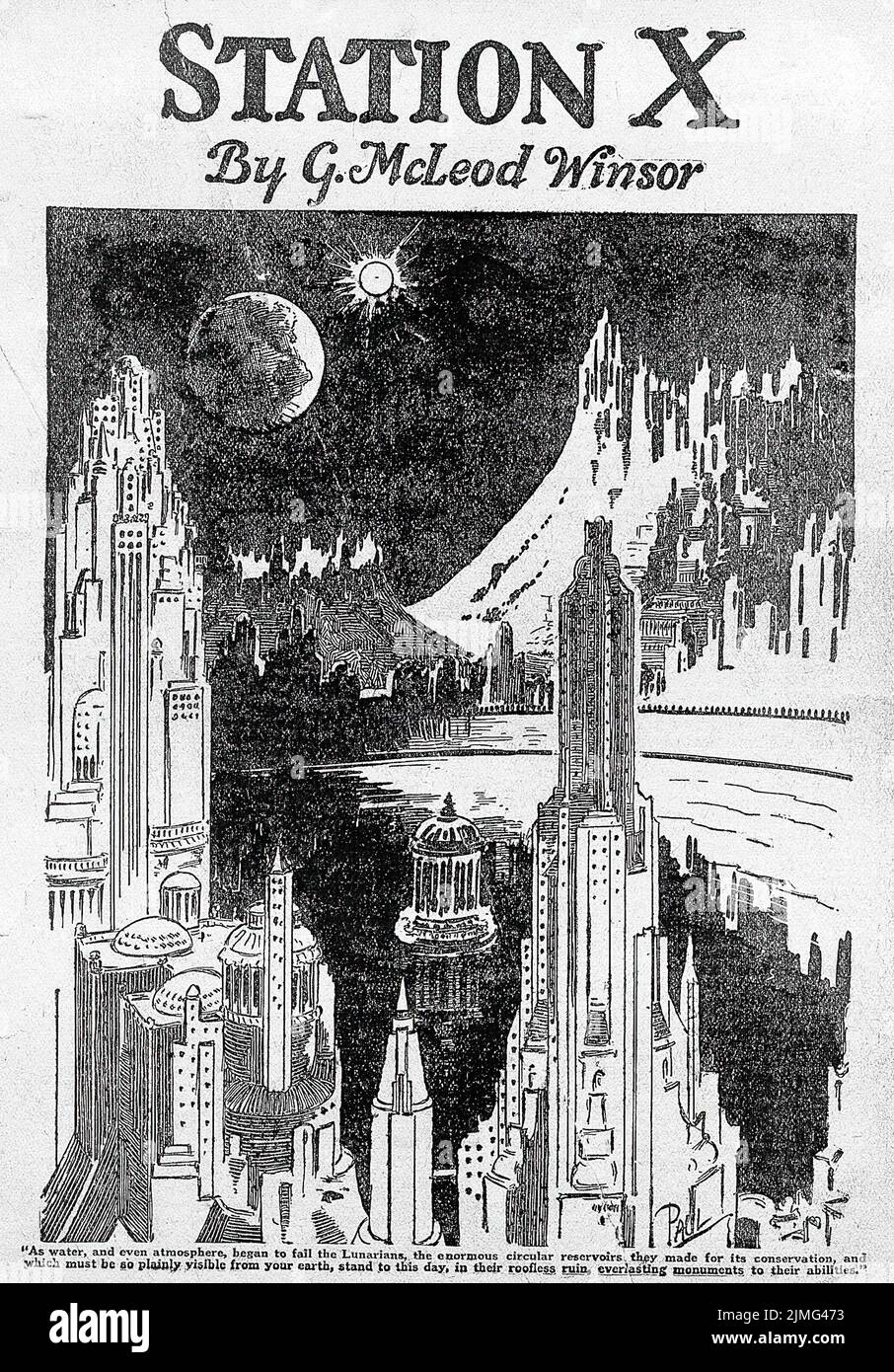 Stazione X di G. McLeod Winsor. Illustrazione di Frank R. Paul da Amazing Stories, luglio 1926. Foto Stock