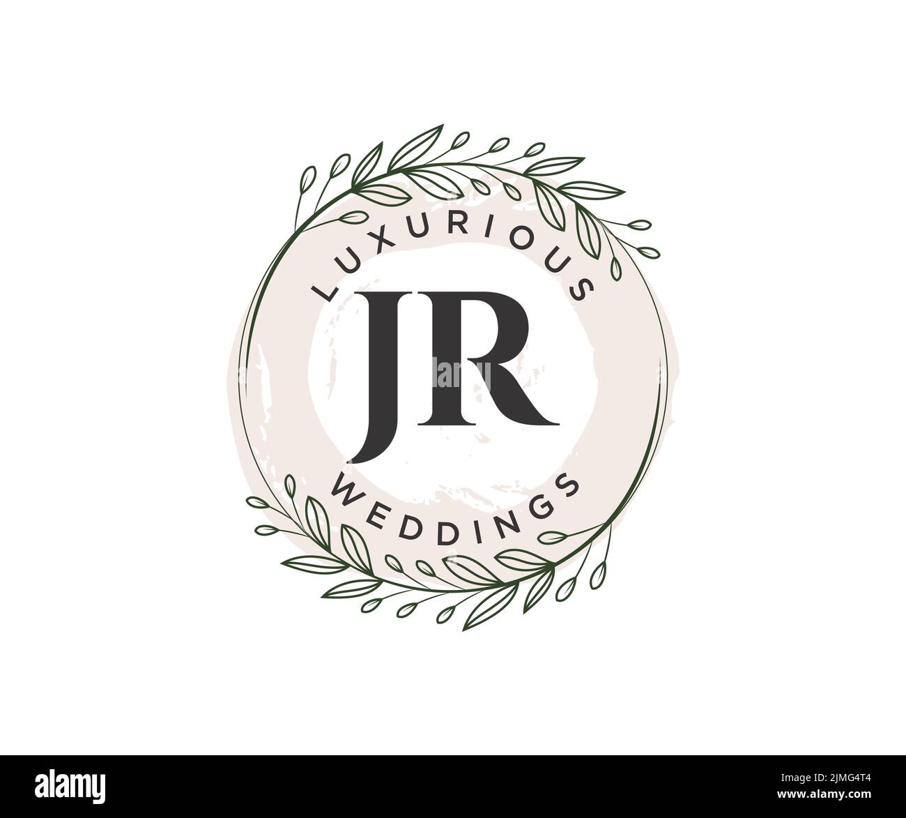 JR iniziali lettera Wedding monogramma modello loghi, a mano disegnata moderna minimalista e modelli floreali per carte di invito, Salva la data, elegante Illustrazione Vettoriale