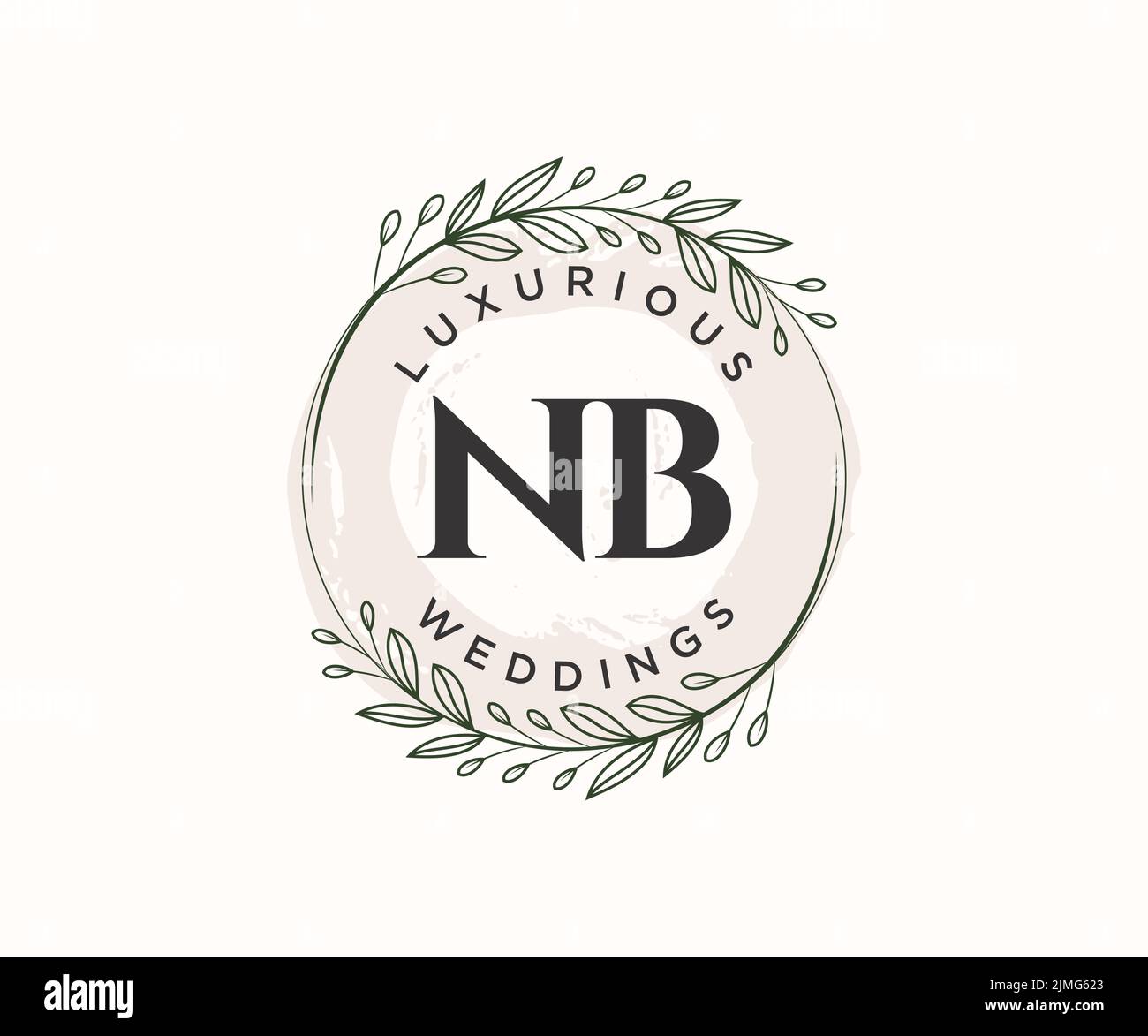 NB iniziali lettera Wedding monogramma modello loghi, disegnati a mano moderno minimalista e modelli floreali per le carte di invito, Salva la data, elegante Illustrazione Vettoriale