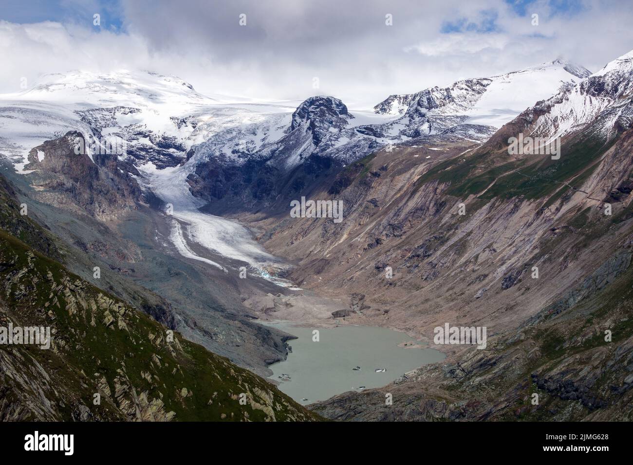 Gruppo alpino Glocknergruppe; ghiacciaio Pasterze. Parco Nazionale degli alti Tauri. Alpi austriache. Europa. Foto Stock