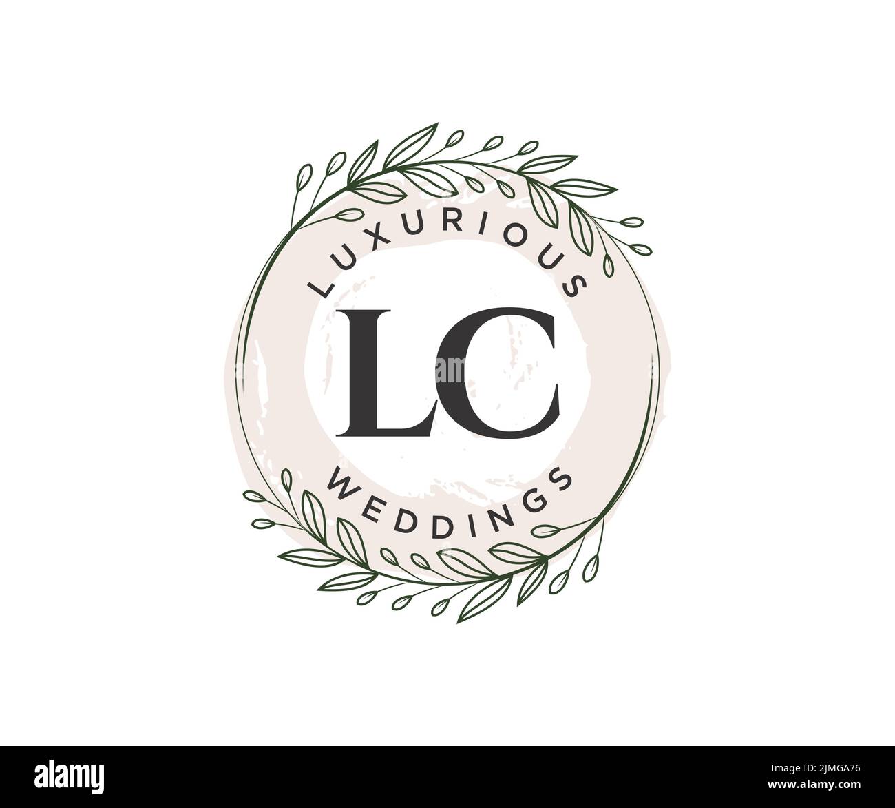 LC iniziali lettera monogramma modello logo matrimonio, modelli moderni minimalisti e floreali disegnati a mano per carte di invito, Salva la data, elegante Illustrazione Vettoriale
