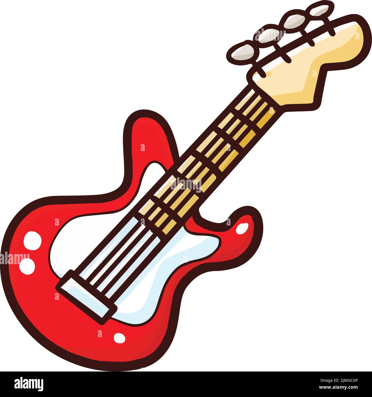 Un vettore di chitarra elettrica rossa isolata su sfondo bianco Illustrazione Vettoriale