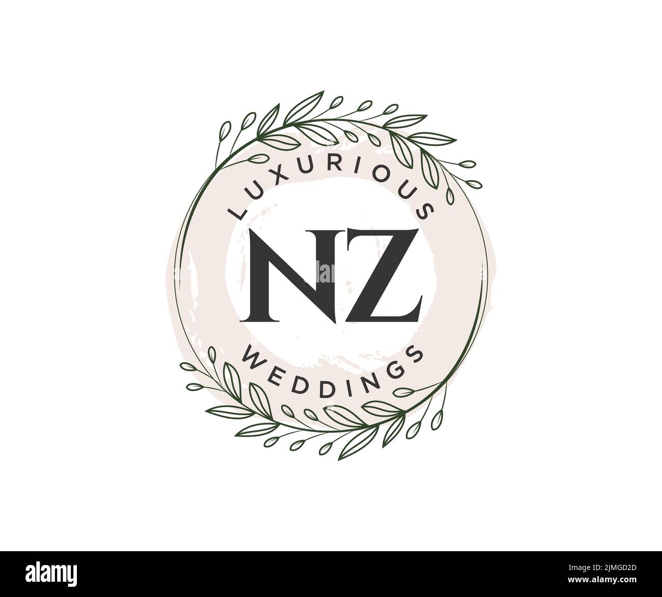 NZ iniziali lettera matrimonio monogramma modello loghi, a mano disegnata moderna minimalista e modelli floreali per carte di invito, Salva la data, elegante Illustrazione Vettoriale