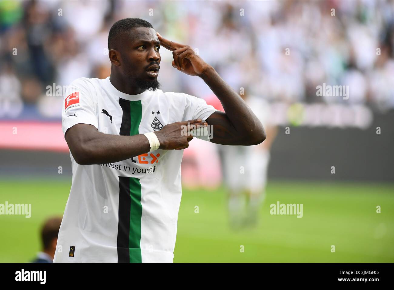 MOENCHENGLADBACH, GERMANIA - 6 AGOSTO 2022: Marcus Thuram. La partita di calcio di Bundesliga Borussia Mönchengladbach contro TSG 1899 Hoffenheim. Foto Stock