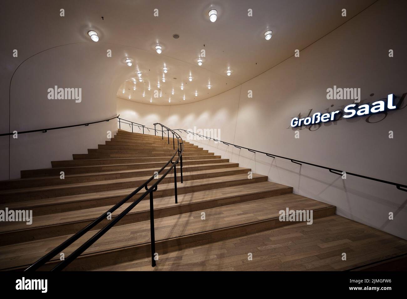 Accesso alla Great Concert Hall dalla piattaforma di osservazione pubblica, Elbphilharmonie, Amburgo, Germania Foto Stock