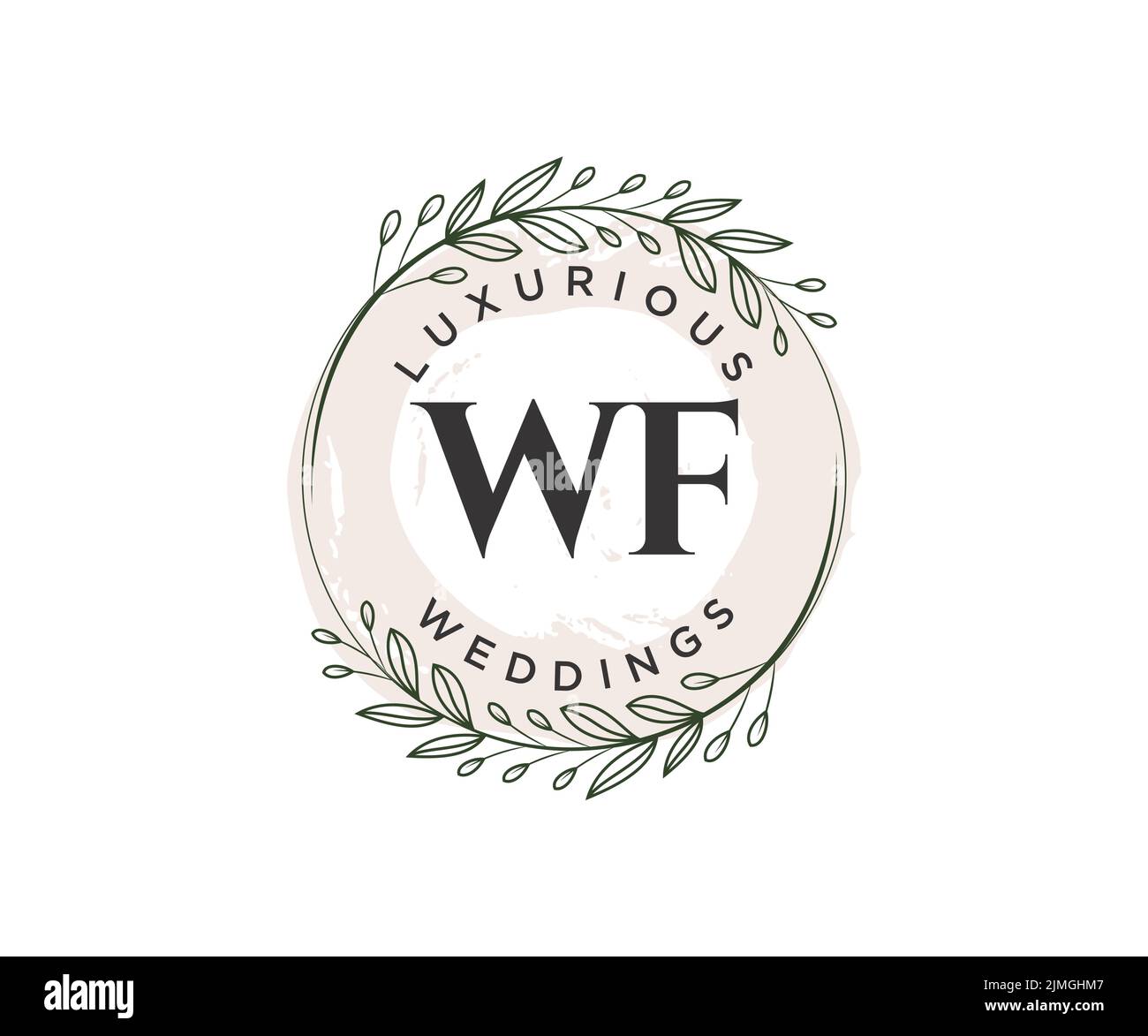 WF iniziali lettera monogramma modello logo matrimonio, modelli moderni minimalisti e floreali disegnati a mano per le carte di invito, Salva la data, elegante Illustrazione Vettoriale