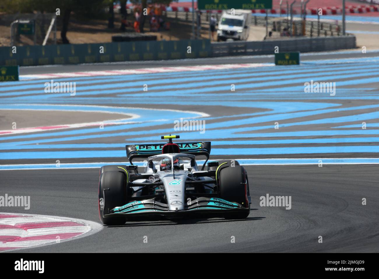 luglio 22 2022 le Castellet, Francia - F1 2022 GP di Francia - prove libere 1 - Nyck De Vries (HOL) Mercedes W13 e Test driver Foto Stock