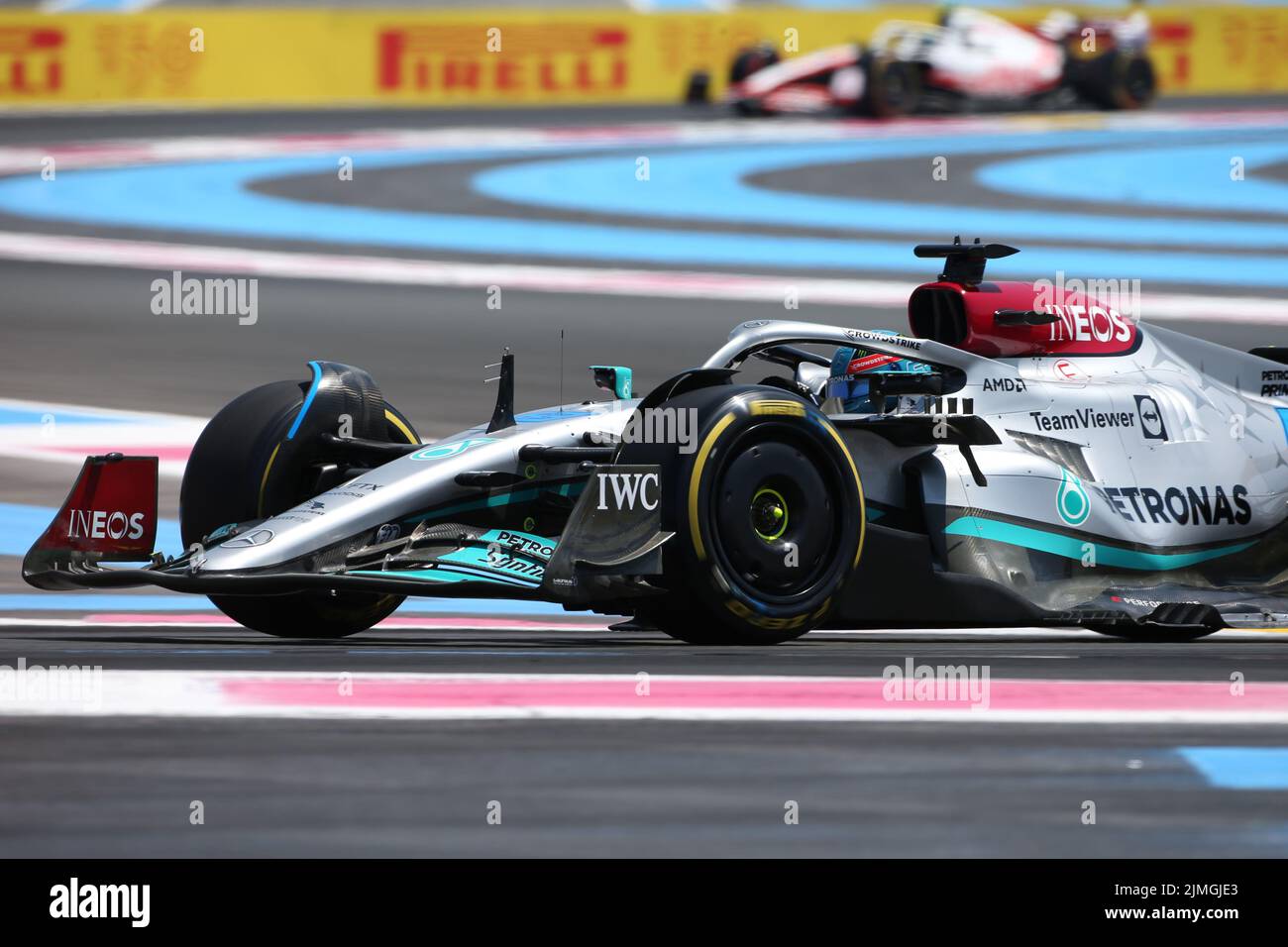 luglio 22 2022 le Castellet, Francia - F1 2022 GP di Francia - prove libere 1 - George Russell (GBR) Mercedes W13 e Performance Foto Stock