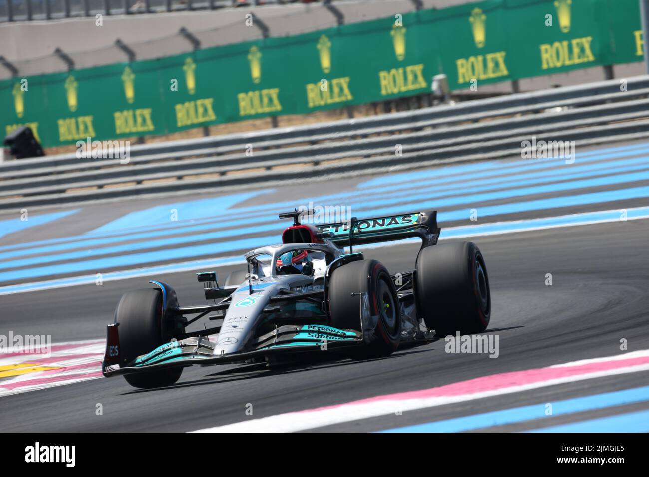 luglio 22 2022 le Castellet, Francia - F1 2022 GP di Francia - prove libere 1 - George Russell (GBR) Mercedes W13 e Performance Foto Stock