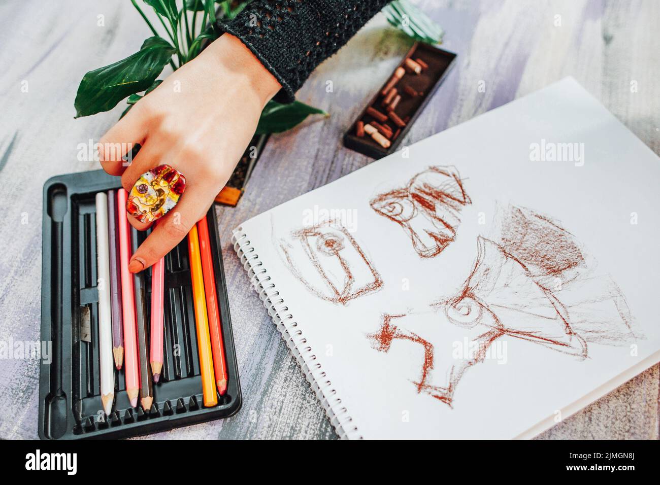 creatività ispirazione disegno stilista Foto Stock