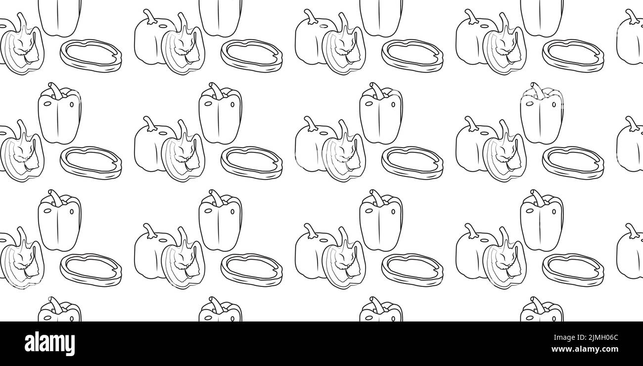 Peperone, Capsicum, peperone dolce o capsicum, motivo senza cuciture per stampa e web Illustrazione Vettoriale