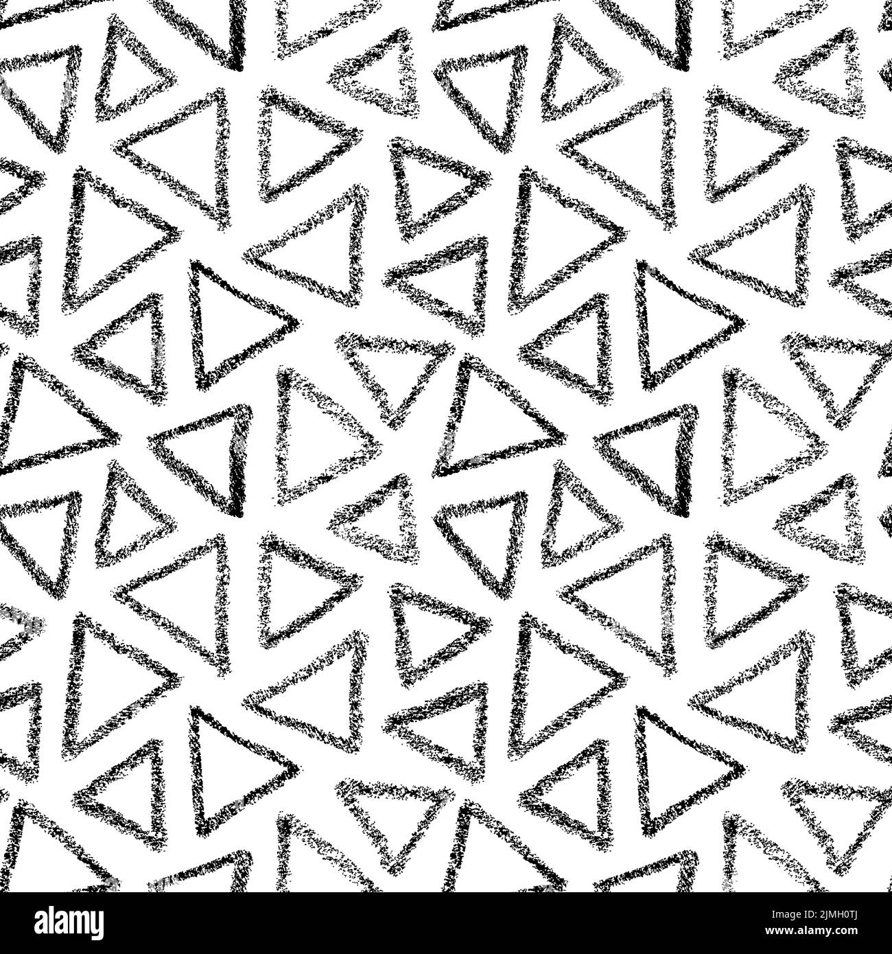Disegno a mano vettore nero triangoli motivo senza giunture Illustrazione Vettoriale
