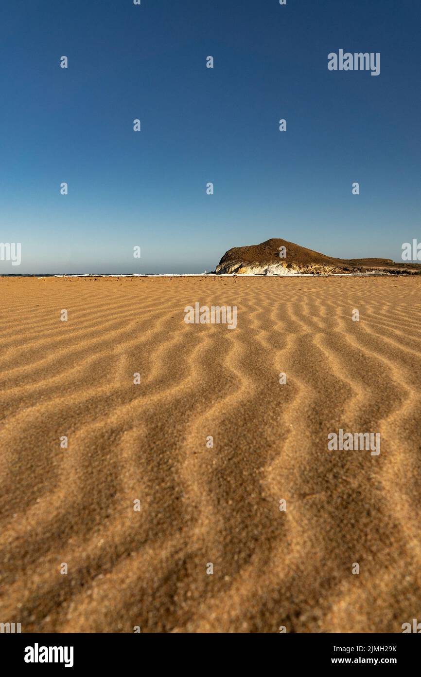 Spiaggia di Los Genoveses al tramonto nella costa del Parco Naturale di Capo Gata. Almería, Andalucía, Spagna. Foto Stock