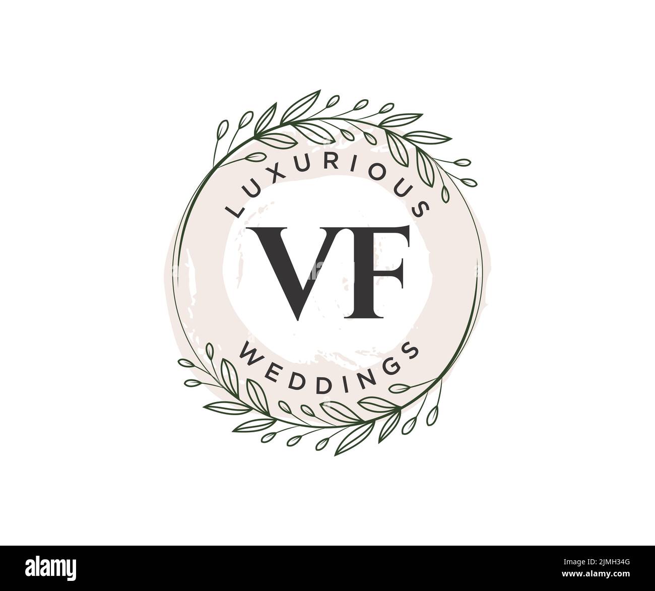 VF iniziali lettera monogramma modello logo matrimonio, modelli moderni minimalisti e floreali disegnati a mano per le carte di invito, Salva la data, elegante Illustrazione Vettoriale