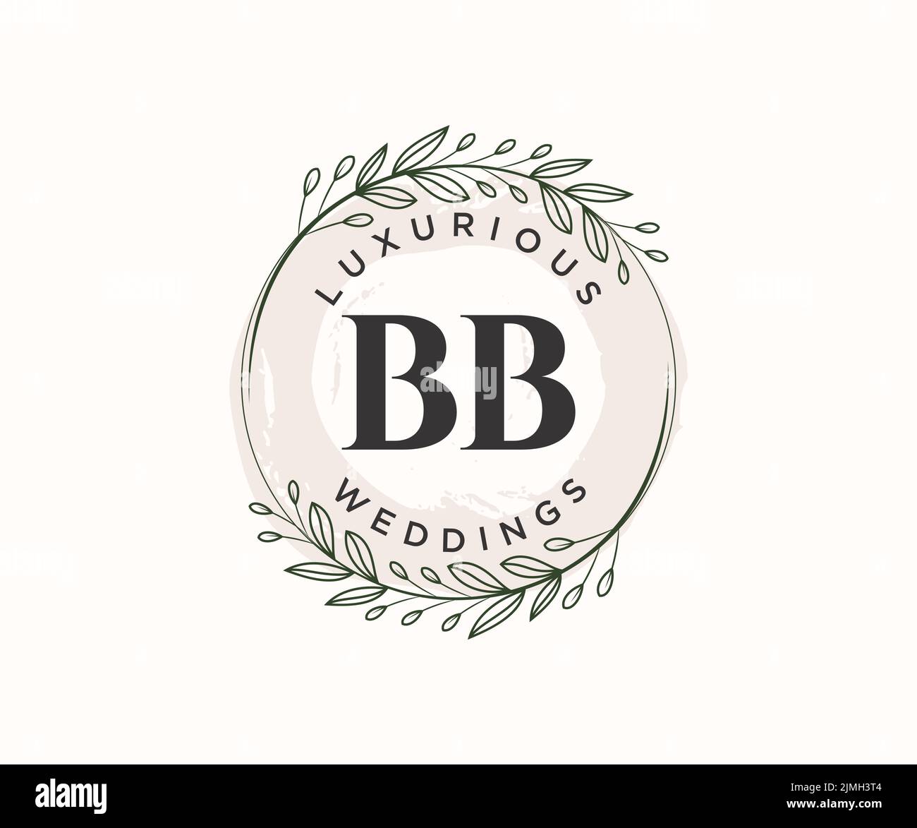 BB iniziali lettera Wedding monogramma modello loghi, disegnati a mano moderno minimalista e modelli floreali per carte di invito, Salva la data, elegante Illustrazione Vettoriale