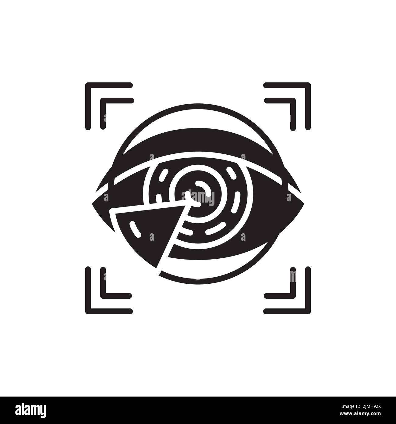 Icona a linea colorata per l'identificazione degli occhi. ID e persona di verifica. Protezione approvata. Illustrazione Vettoriale