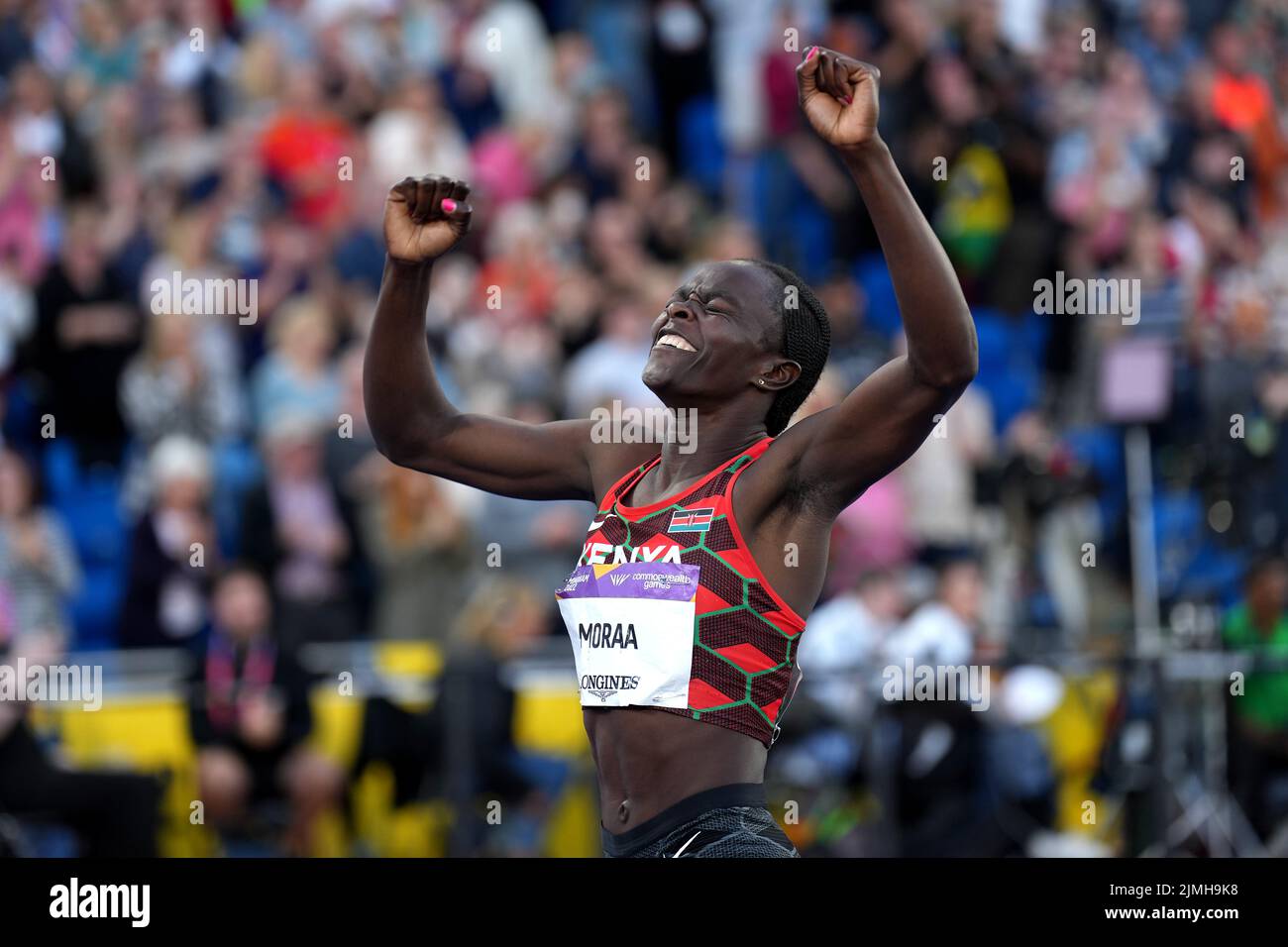 Mary Moraa del Kenya vince la finale femminile del 800m all'Alexander Stadium il giorno nove dei Giochi del Commonwealth 2022 a Birmingham. Data foto: Sabato 6 agosto 2022. Foto Stock