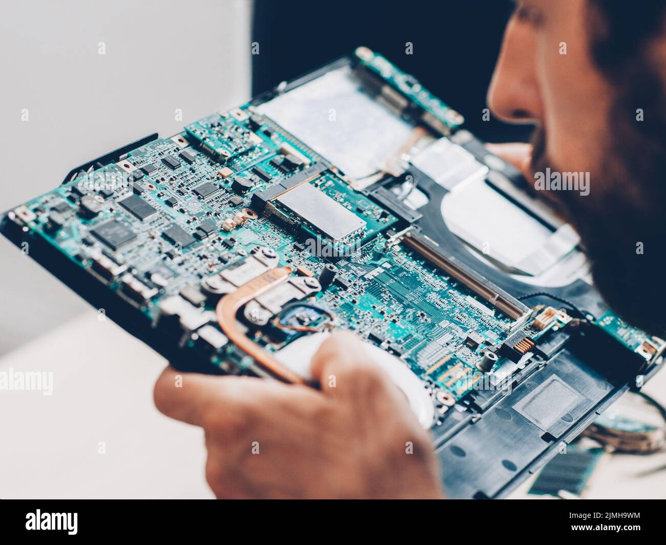 supporto tecnico computer scheda madre ingegnere laptop Foto Stock