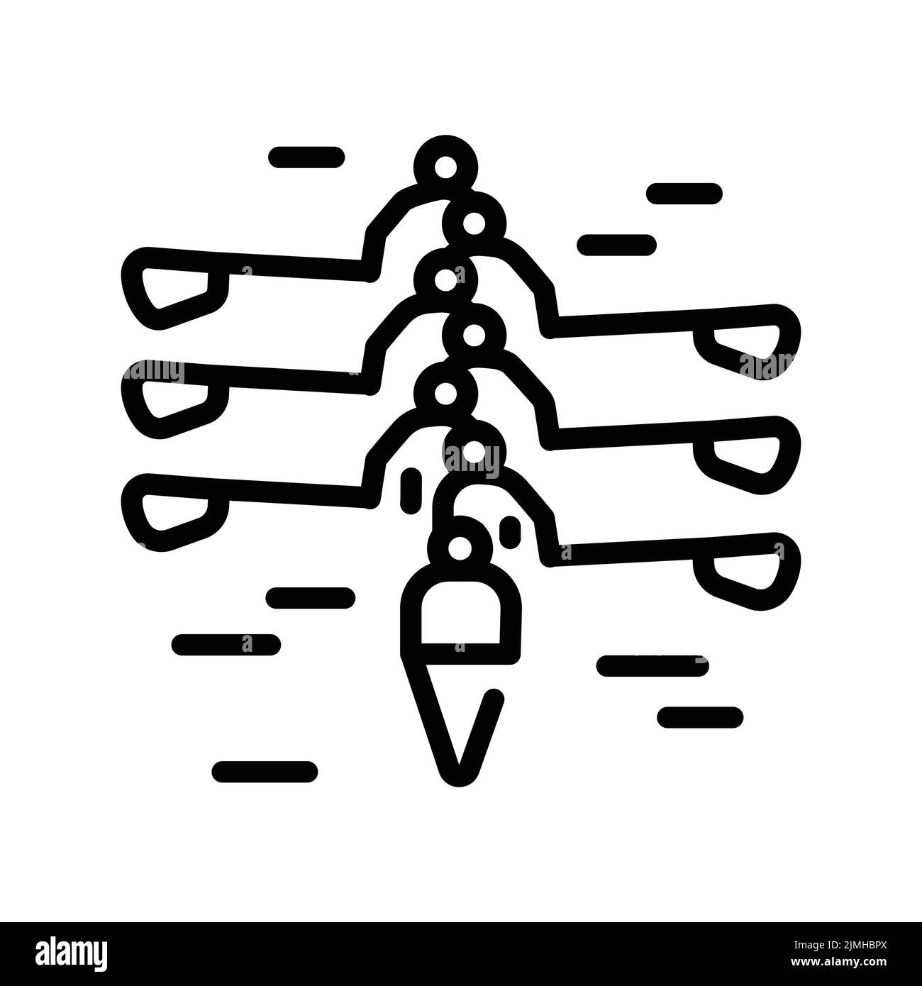 Icona linea nera sweep Rowing. Attività dell'acqua. Pittogramma per pagina web. Illustrazione Vettoriale