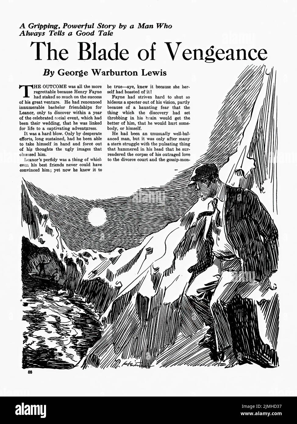 La lama di vendetta, di George Warburton Lewis. Illustrazione di William Fred Heitman da bizzarri Tales, giugno 1923 Foto Stock