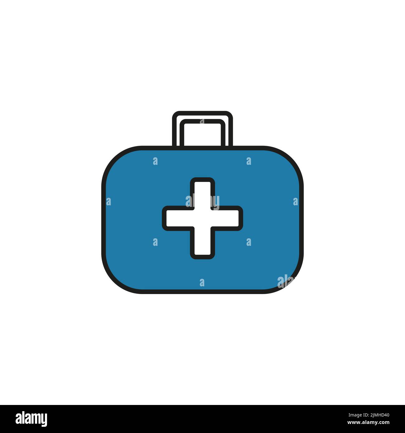 Illustrazione vettoriale dell'icona della linea della valigia medica paramedica Illustrazione Vettoriale