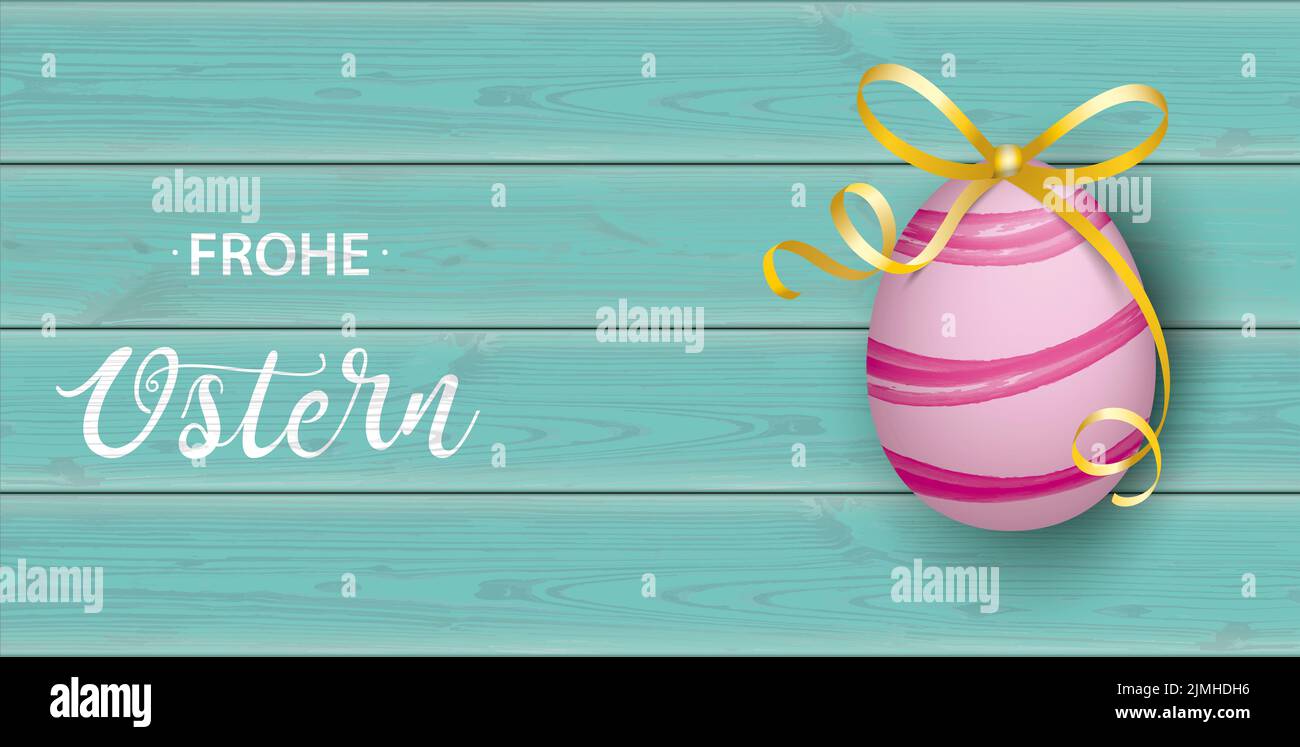 Ostern Pink Easter Egg Bow testata in legno ciano Foto Stock