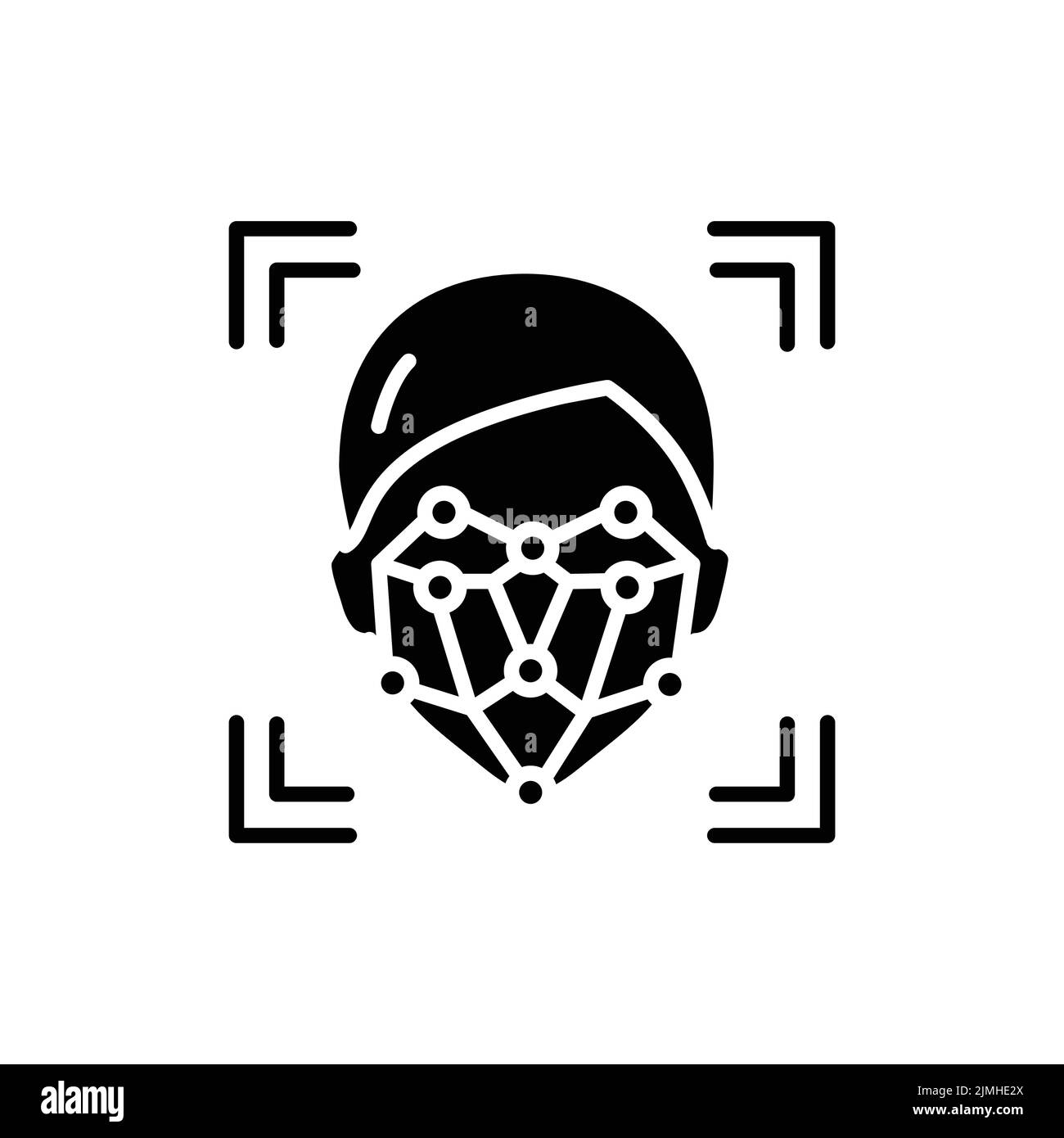 Faccia della griglia poligonale di identificazione sull'icona della linea di colore dello smartphone. Faccia profonda. Illustrazione Vettoriale