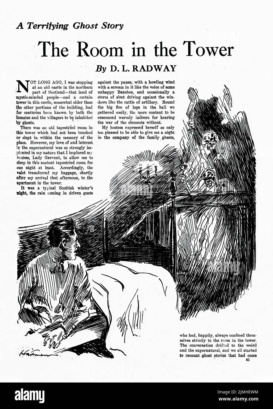 La stanza nella torre, di D. L. Radway. Illustrazione di William Fred Heitman da bizzarri Tales, luglio-agosto 1923 Foto Stock