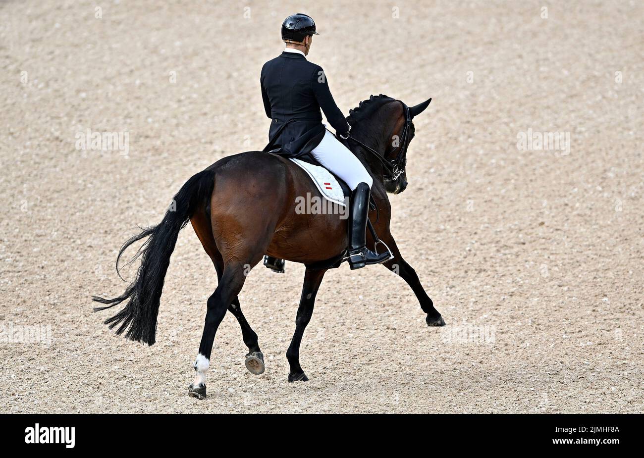 Herning, Danimarca. 06th ago 2022. World Equestrian Games. Stadio Jyske Bank Boxen. Christian Schumach (AUT) in sella A DONNA KARACHO durante il Gran premio del campionato mondiale di dressage Blue Hors FEI. Credit: Sport in immagini/Alamy Live News Foto Stock