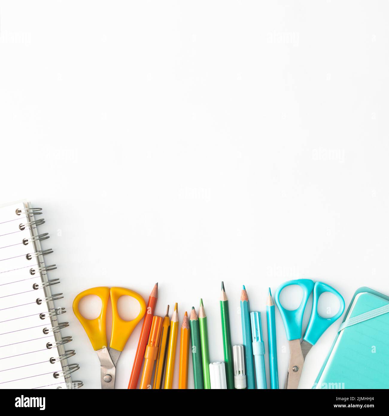 Colorato di forniture scolastiche Foto Stock