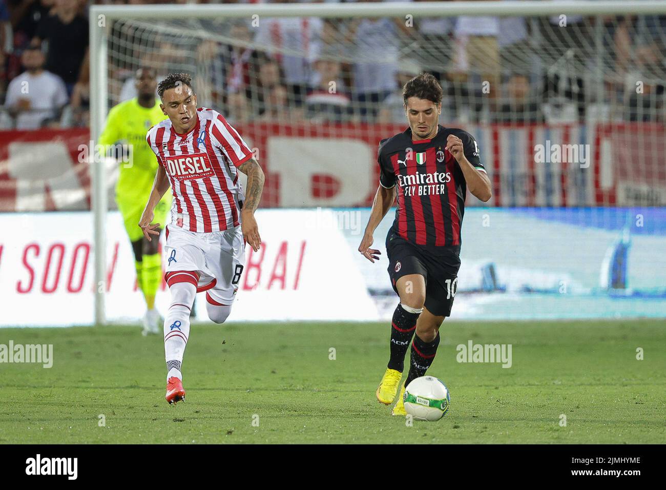 Brahim Diaz di AC Milan durante la amichevole partita tra Vicenza vs AC Milan, Vicenza, Italia, al Romeo menti Stadium Vicenza 5 ago 2022 (Photo by AllShotLive/Sipa USA) Credit: Sipa USA/Alamy Live News Foto Stock