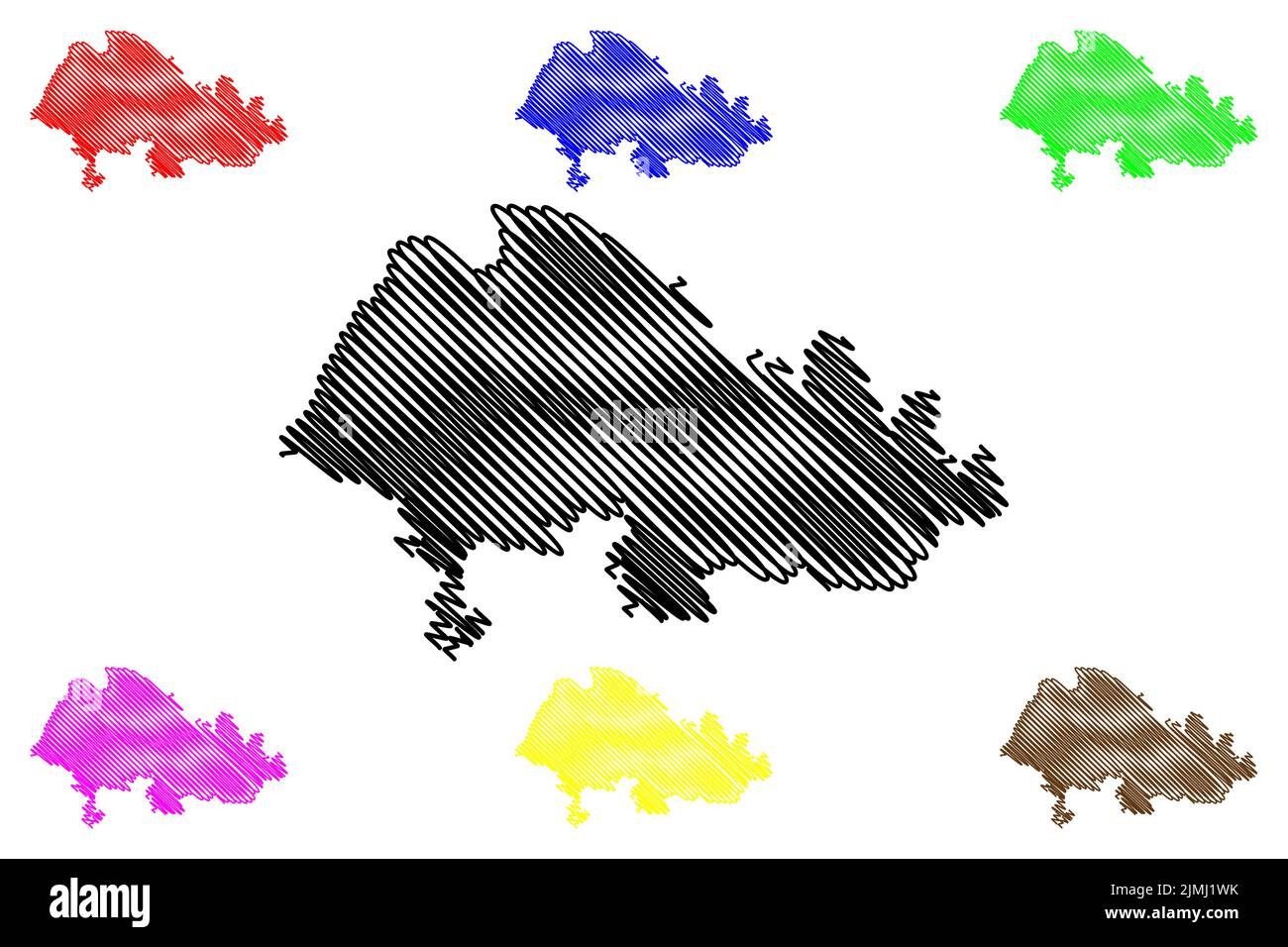 Isola di Ulva (Regno Unito di Gran Bretagna e Irlanda del Nord, Scozia) illustrazione vettoriale mappa, schizza mappa isola di Ulbha Illustrazione Vettoriale