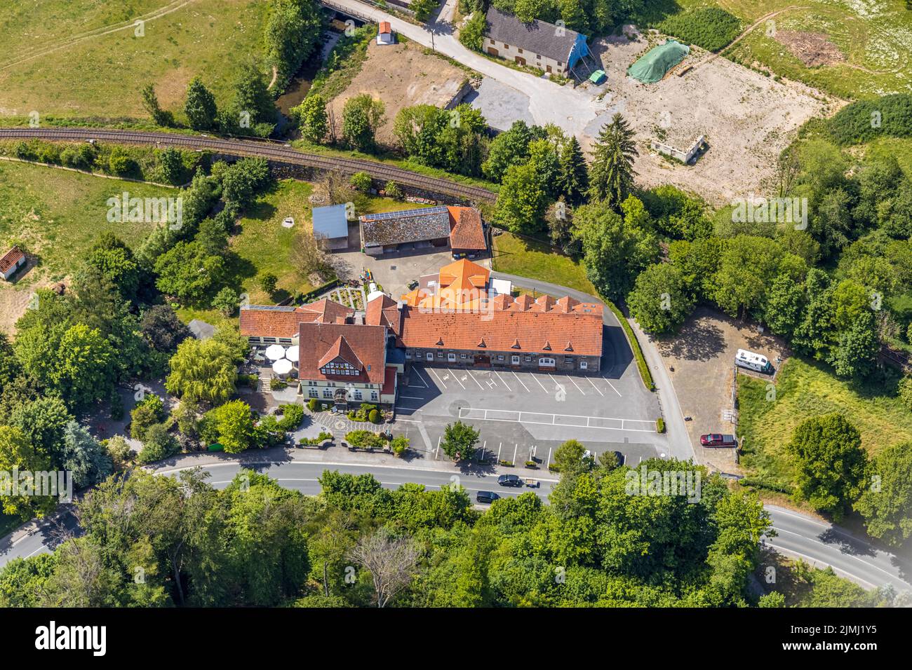 Luftbild, Haus Recke Hotel, Balve, Sauerland, Nordrhein-Westfalen, Deutschland, Binolen, DE, Europa, Gastronomia, Hotel, Hotelanlagen, Hotelgewerbe, L. Foto Stock