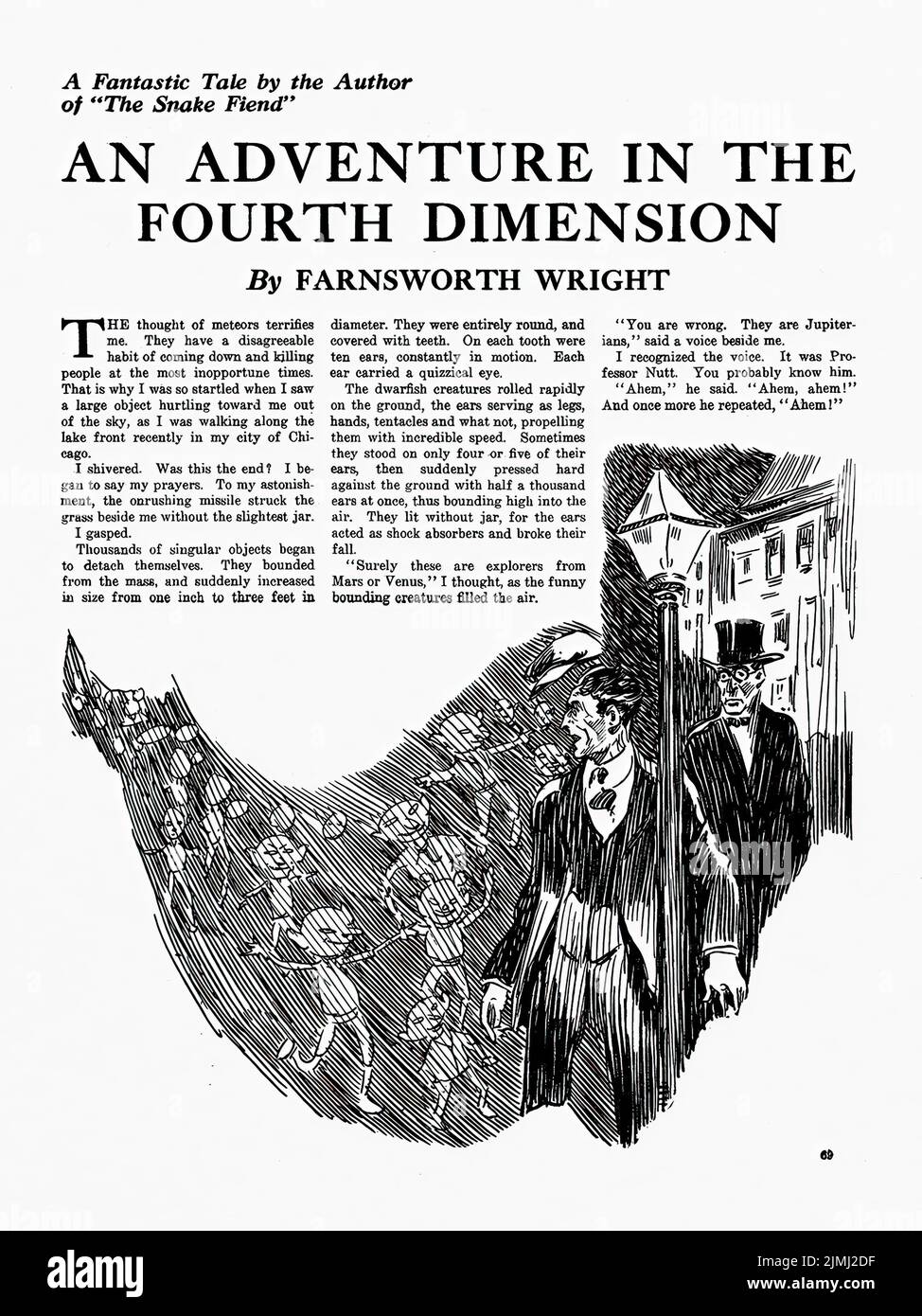 Un'avventura nella Quarta dimensione, di Farnsworth Wright. Illustrazione da bizzarri Tales, ottobre 1923 Foto Stock